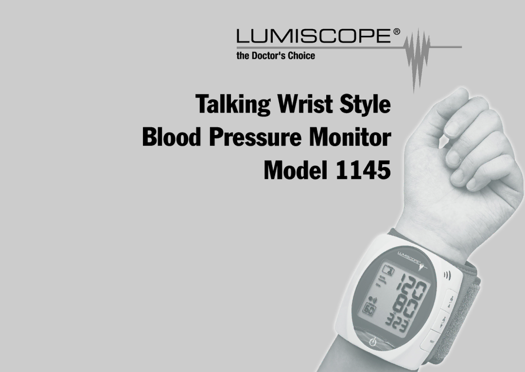 Lumiscope 1145 manual Talking Wrist Style Blood Pressure Monitor Model 