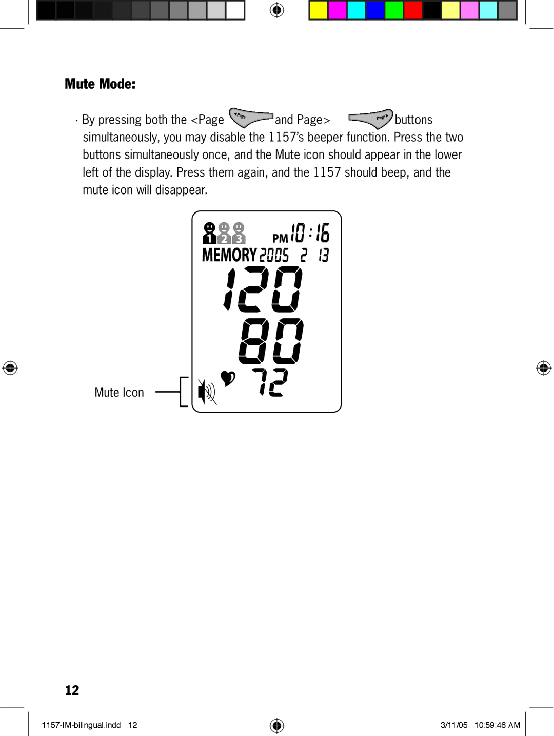 Lumiscope 1157 manual Mute Mode 