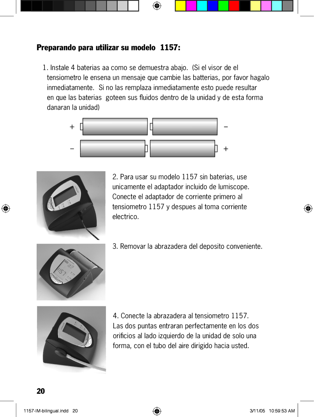 Lumiscope 1157 manual Preparando para utilizar su modelo 