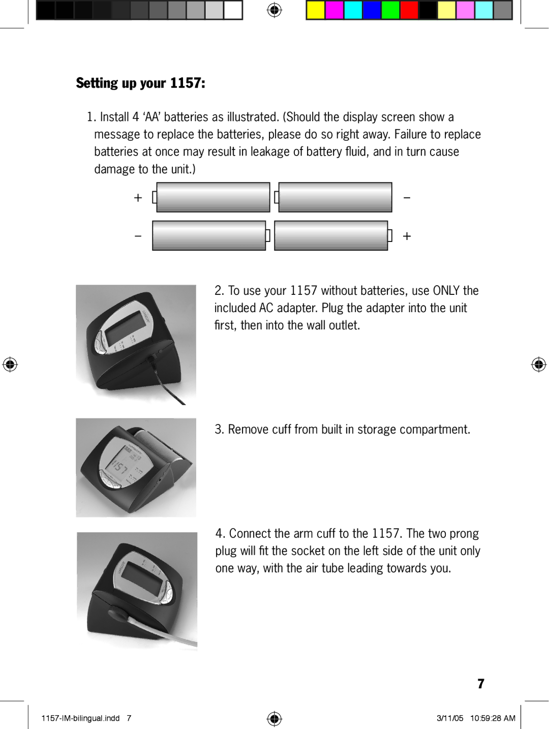 Lumiscope 1157 manual Setting up your 