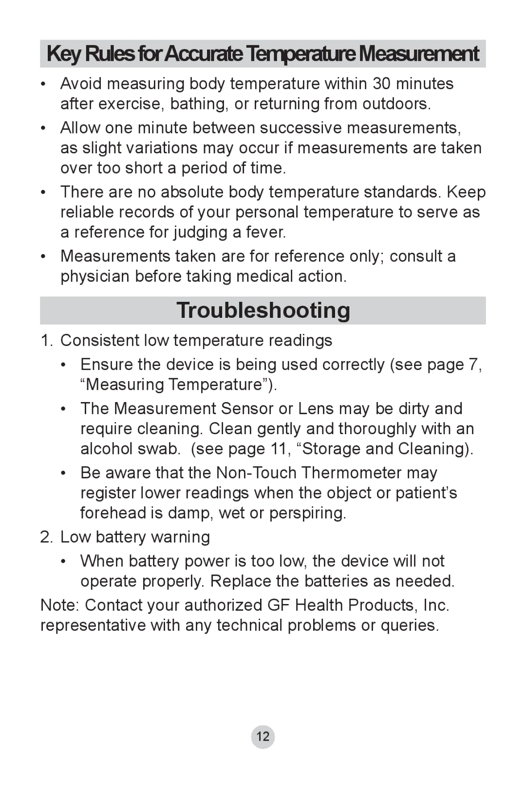 Lumiscope 2220 instruction manual Troubleshooting, KeyRulesforAccurateTemperatureMeasurement 