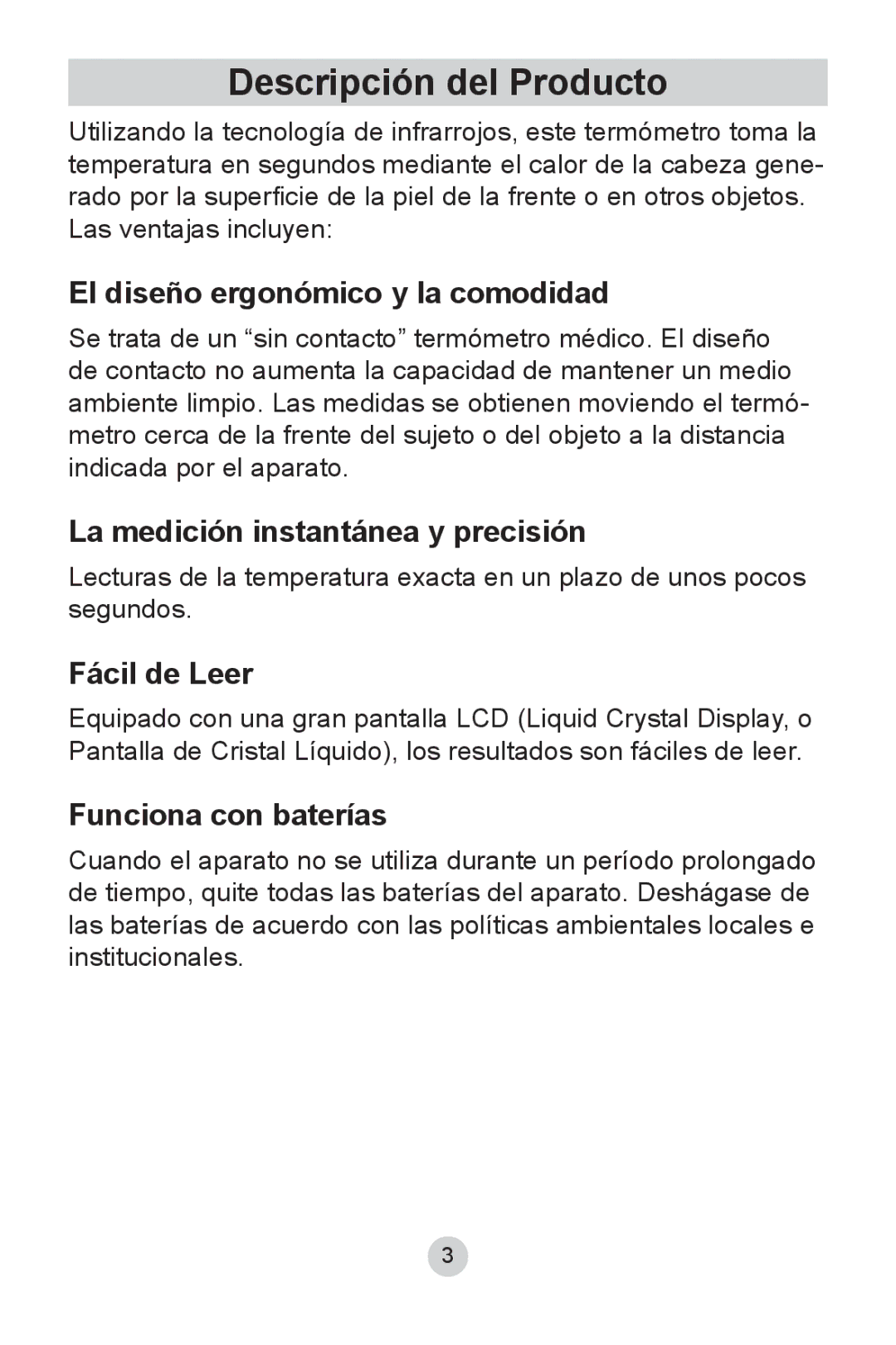 Lumiscope 2220 instruction manual Descripción del Producto, El diseño ergonómico y la comodidad 