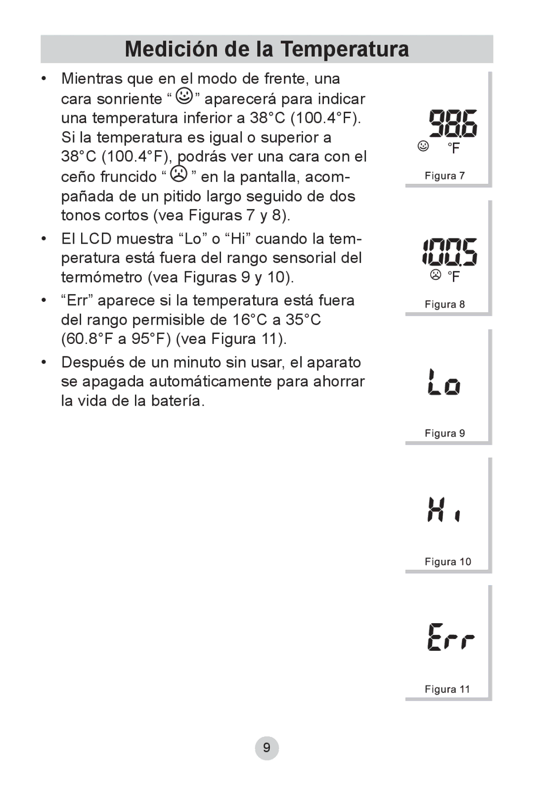 Lumiscope 2220 instruction manual Medición de la Temperatura 