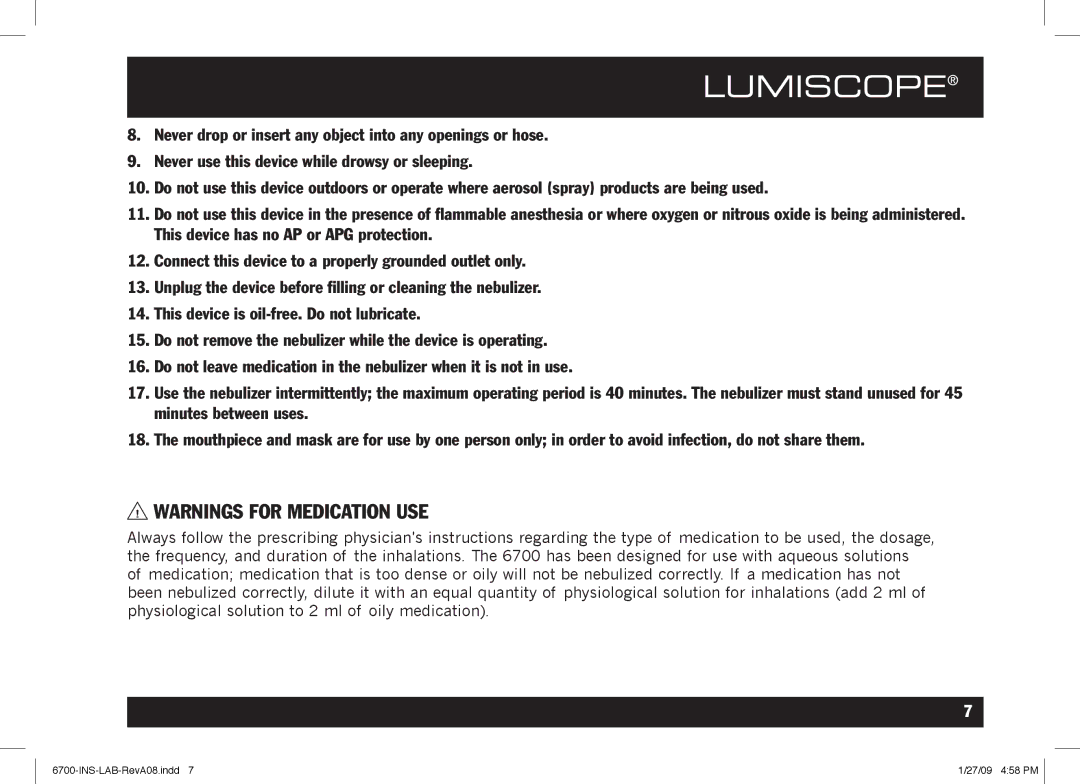 Lumiscope 6700 user manual INS-LAB-RevA08.indd 27/09 458 PM 