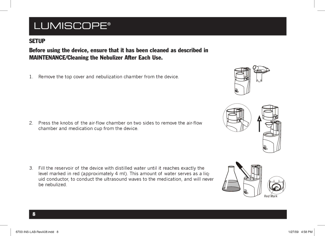 Lumiscope 6700 user manual Setup 