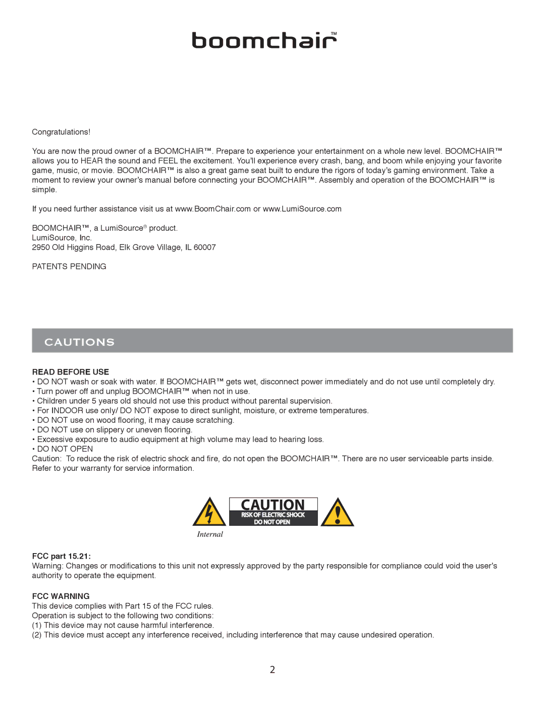 LumiSource 4.1 owner manual Read Before USE, FCC Warning 