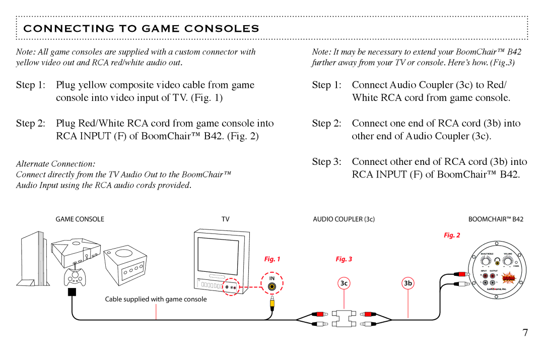 LumiSource B42 owner manual Connecting to Game Consoles 