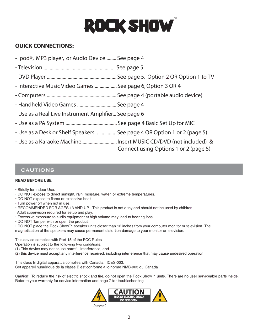 LumiSource Electronic Keyboard owner manual Quick Connections, See page 4 Basic Set Up for MIC 