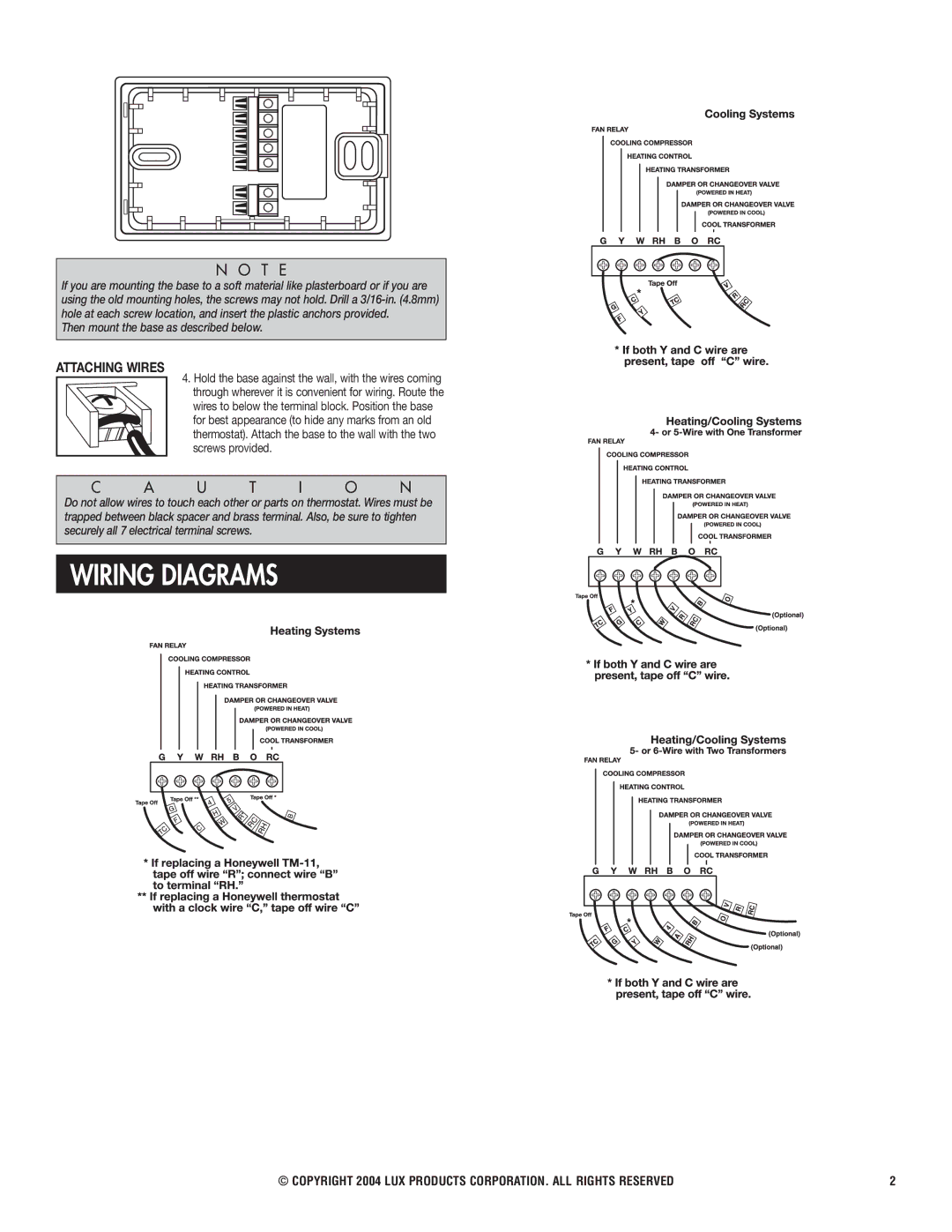 Lux Products DMH100 Series Wiring Diagrams, Attaching Wires, Then mount the base as described below 