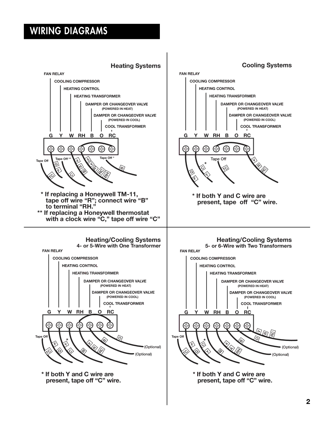 Lux Products T10-1143SA specifications Wiring Diagrams, Heating Systems 