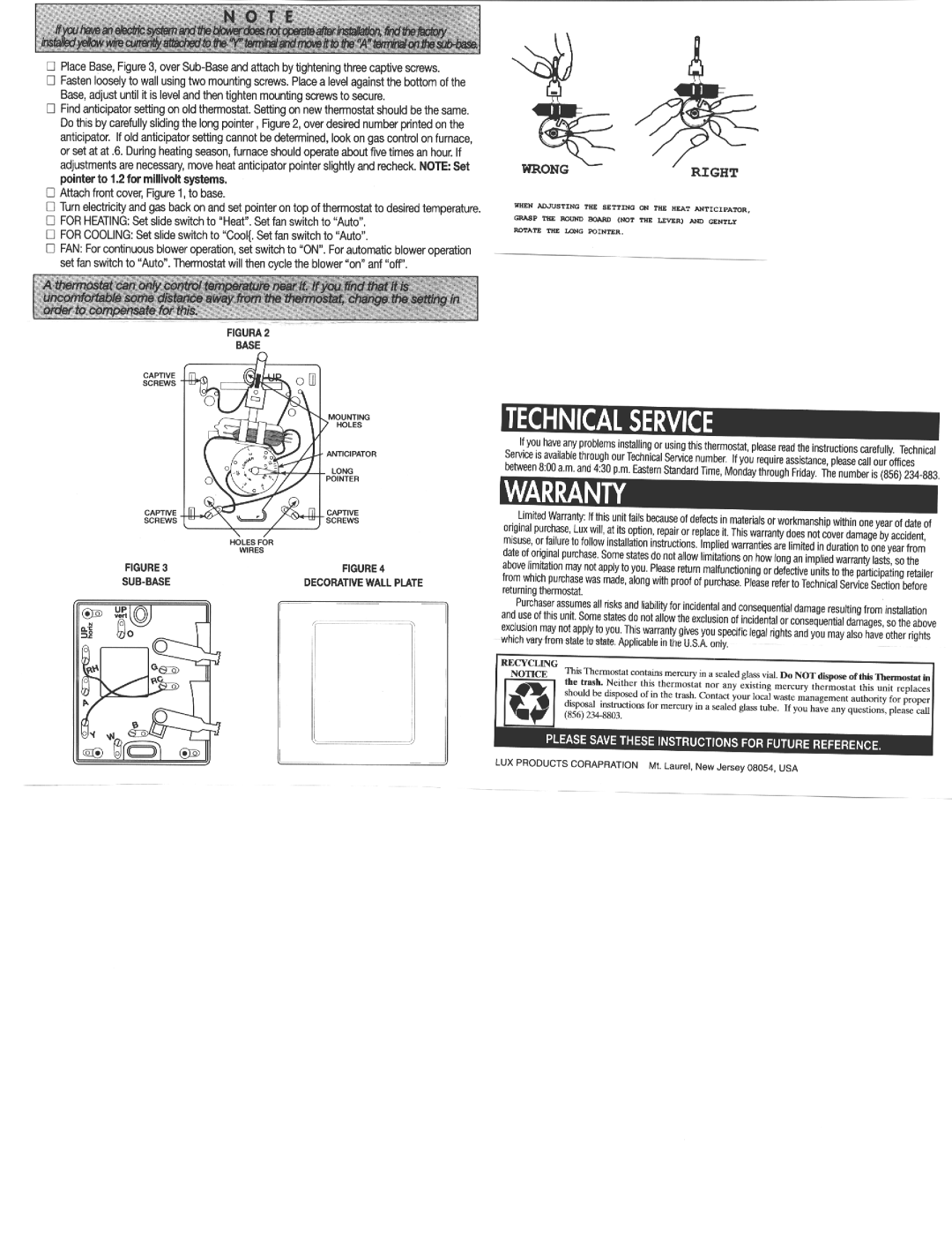 Lux Products T40-1143 manual 