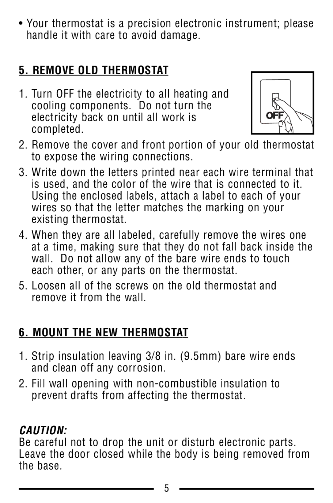 Lux Products TX9100E warranty Remove OLD Thermostat, Mount the NEW Thermostat 