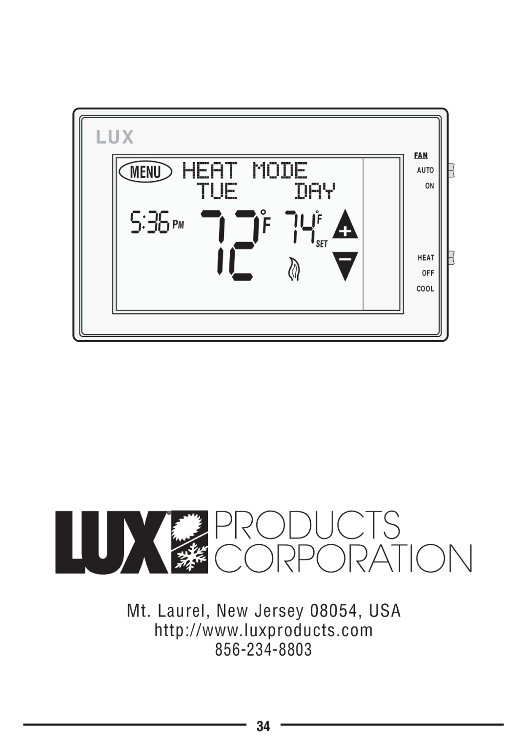 Lux Products TX9600TS operating instructions ˚ F 