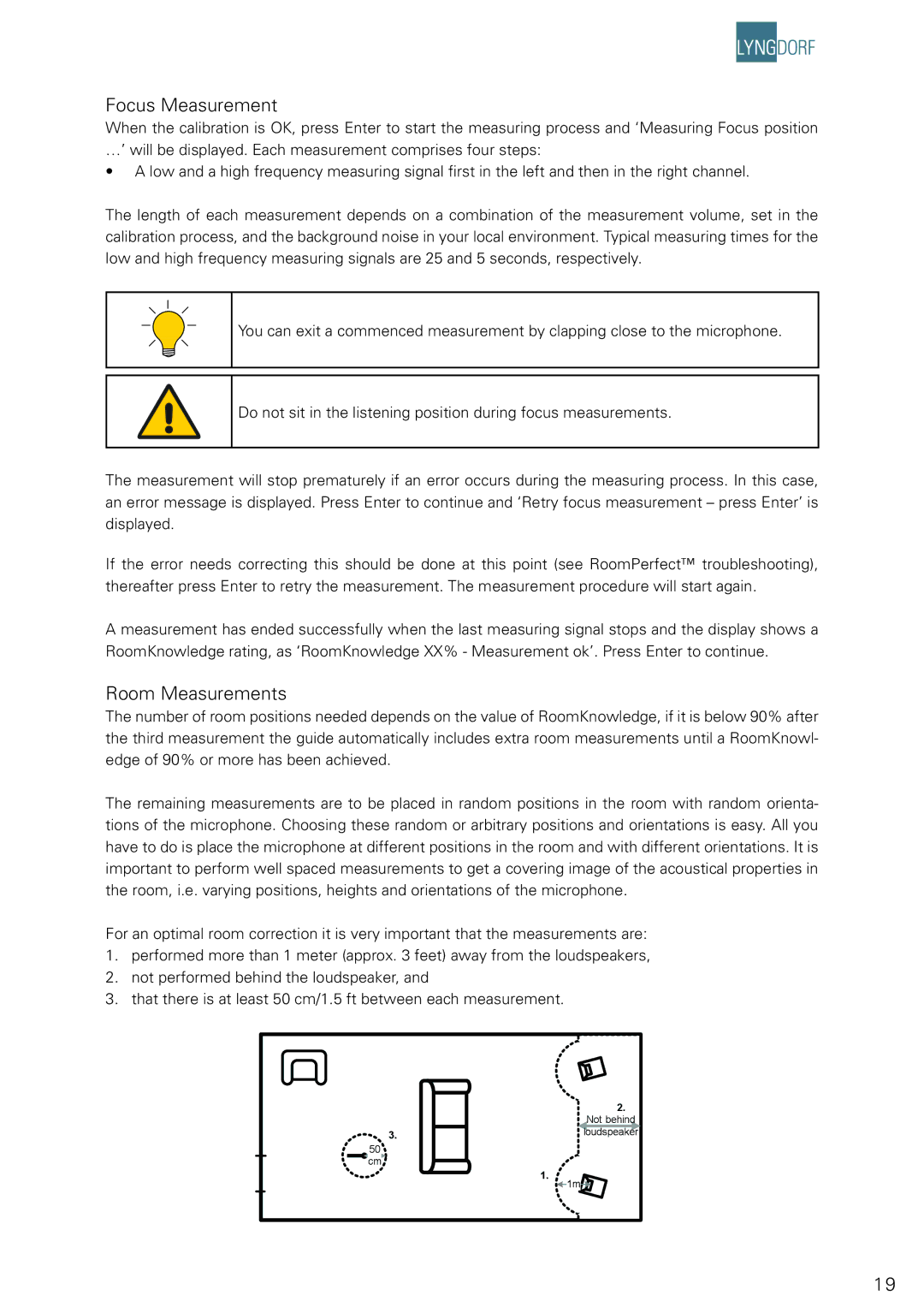 Lyngdorf Audio DPA-1 owner manual Focus Measurement, Room Measurements 