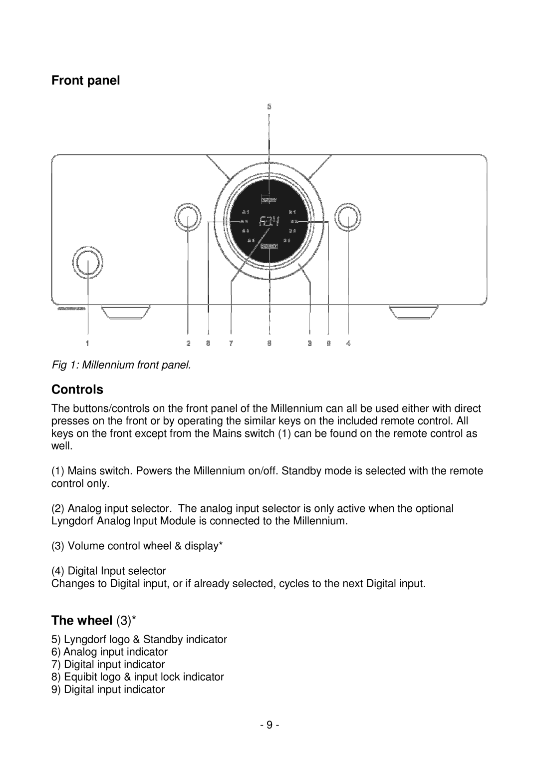 Lyngdorf Audio MkIV owner manual Front panel, Controls, Wheel 