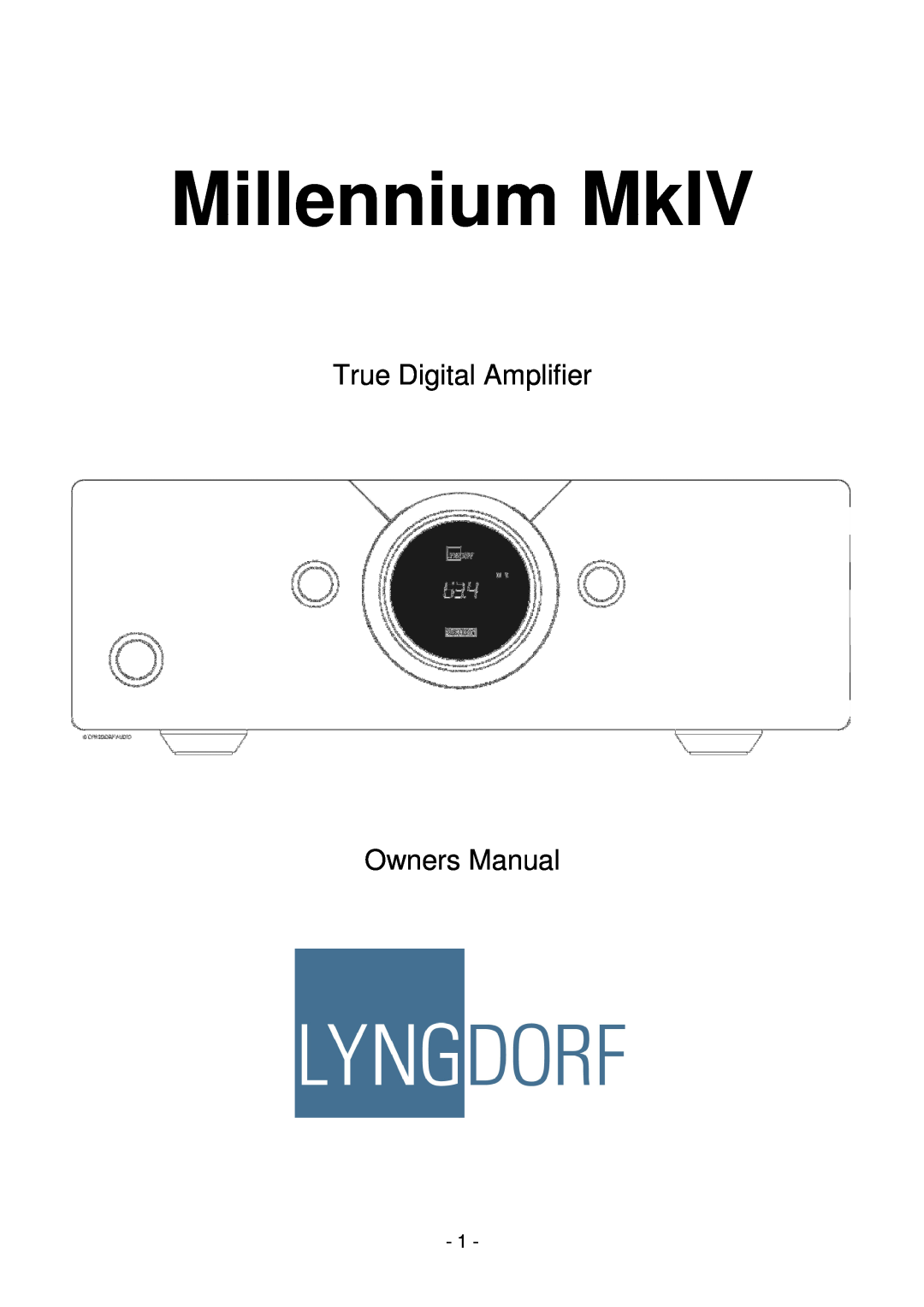 Lyngdorf Audio owner manual Millennium MkIV 