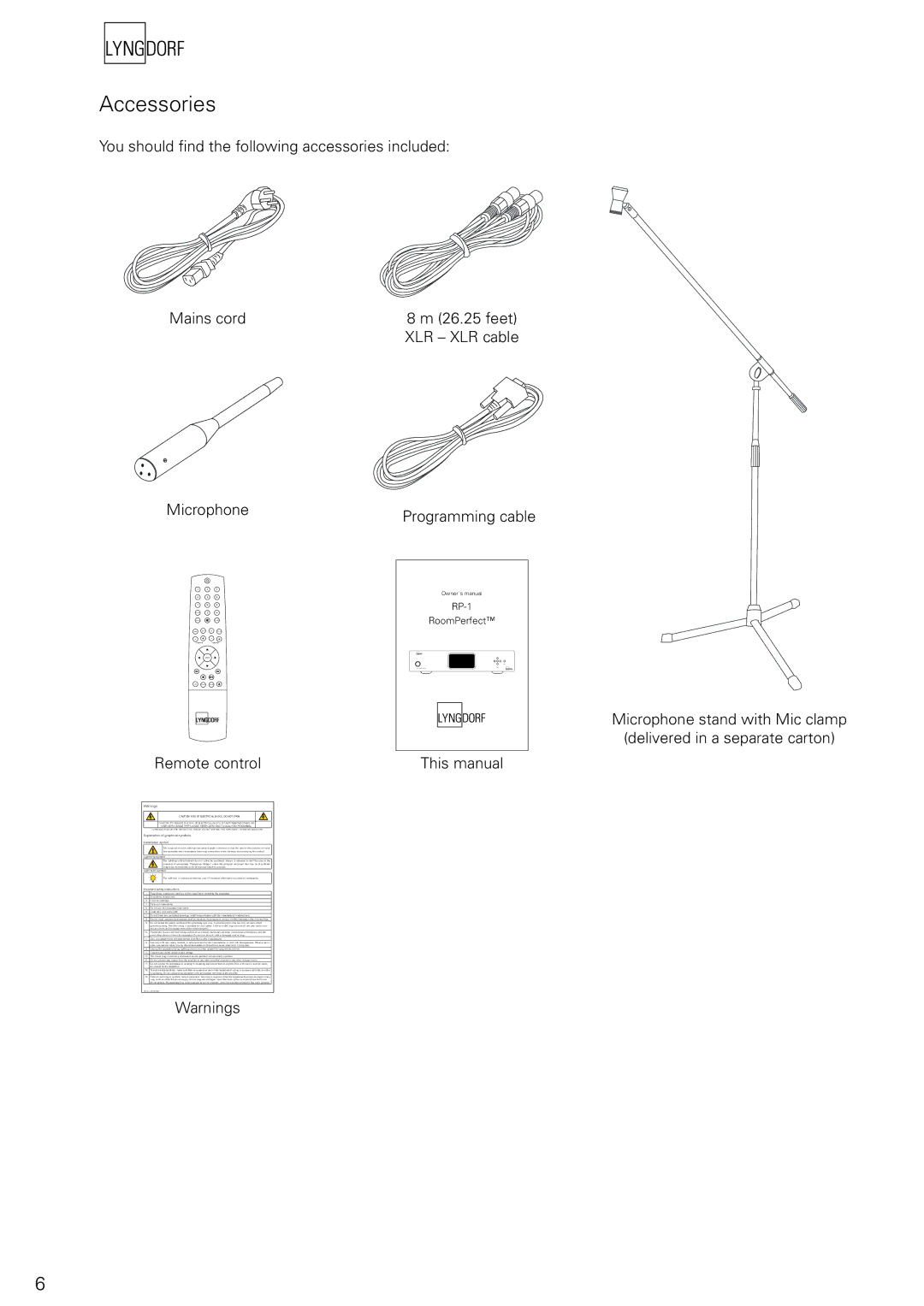 Lyngdorf Audio RP-1 owner manual Accessories, Remote control 