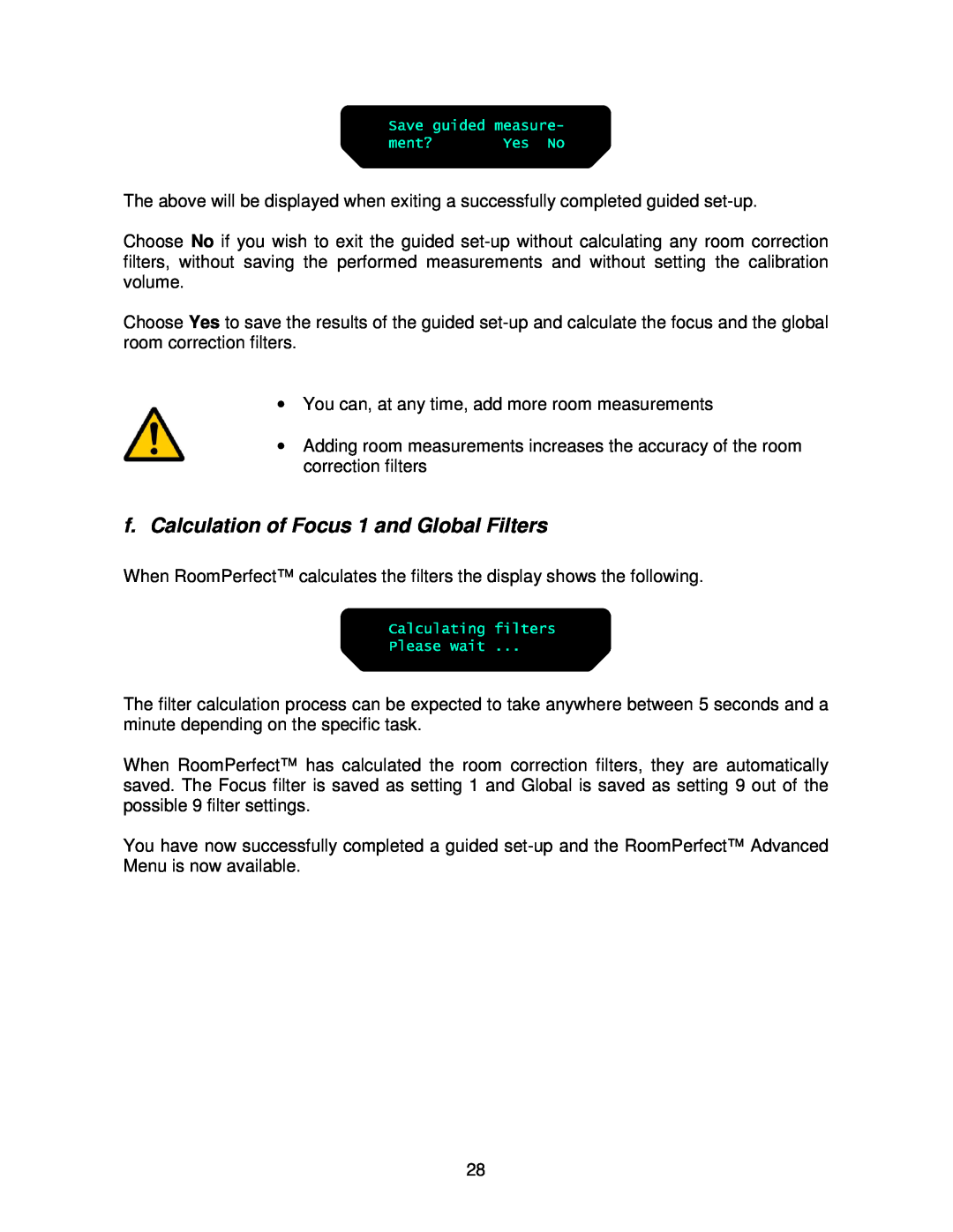 Lyngdorf Audio TDA 2200 owner manual f.Calculation of Focus 1 and Global Filters 