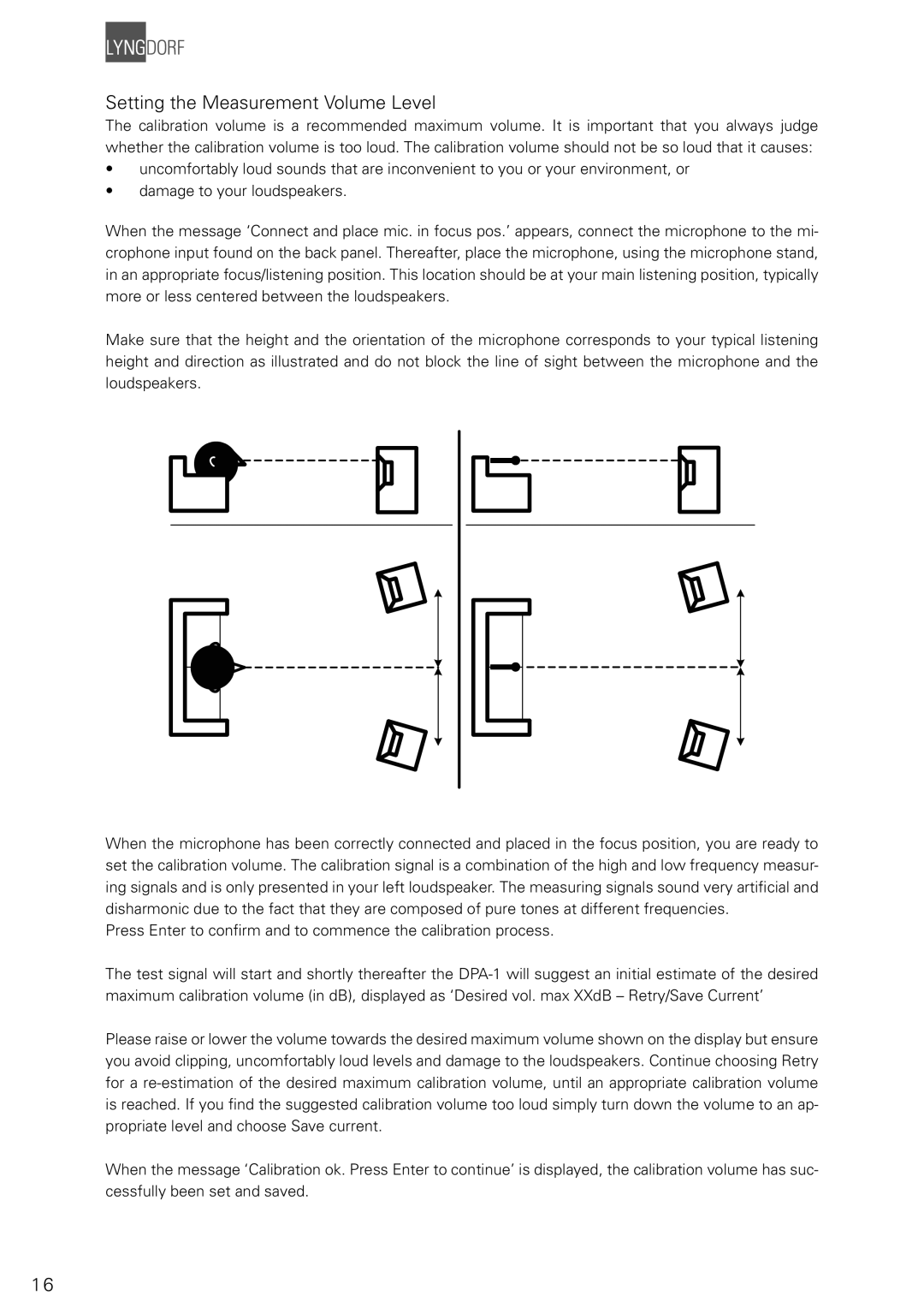 Lyngdorf Audio TDAI 2200 owner manual Setting the Measurement Volume Level 