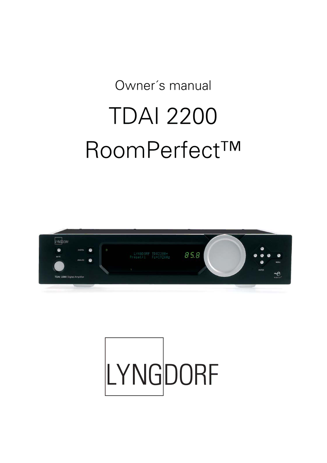 Lyngdorf Audio TDAI 2200 owner manual Tdai RoomPerfect 