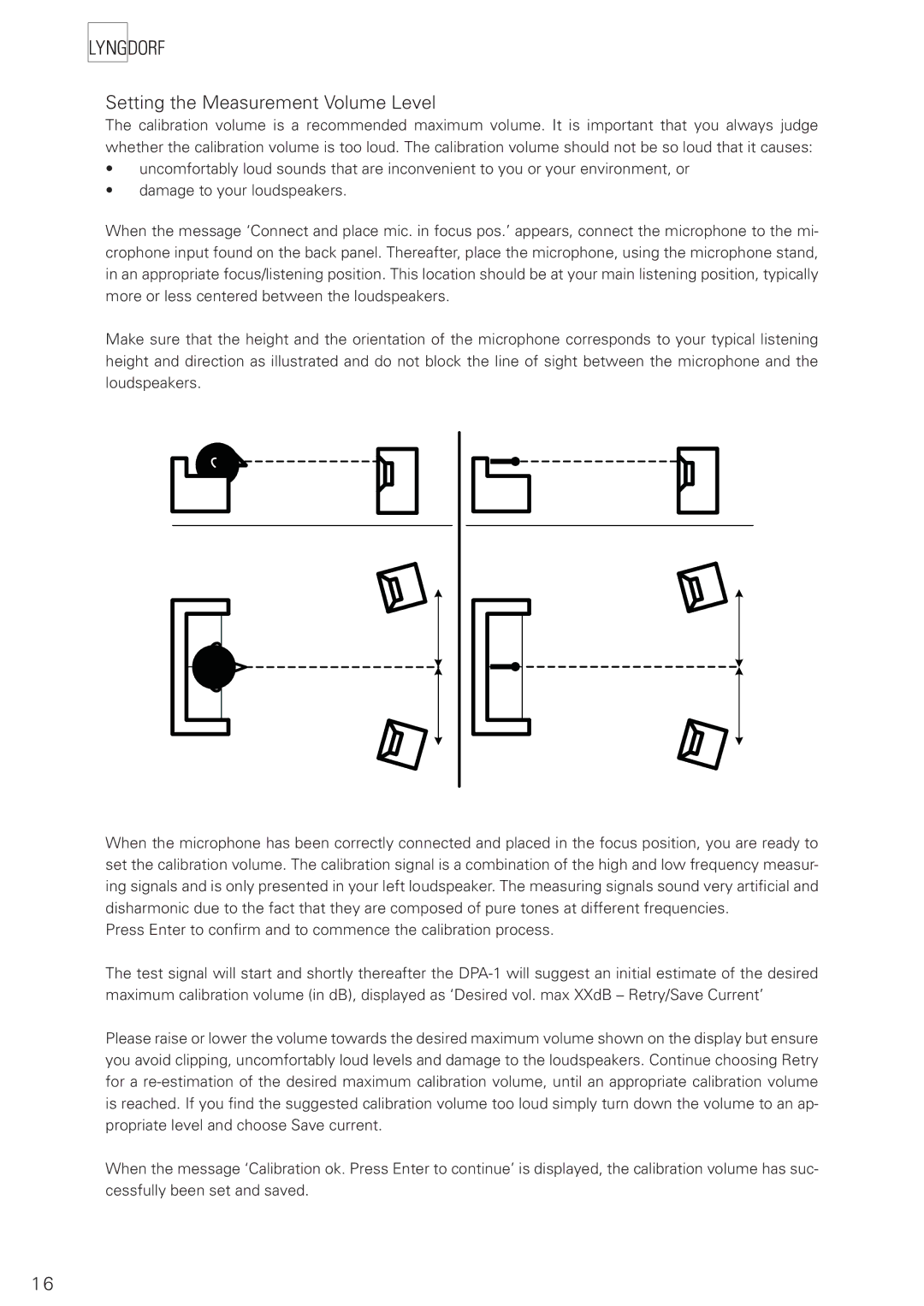 Lyngdorf Audio TDAI 2200 owner manual Setting the Measurement Volume Level 