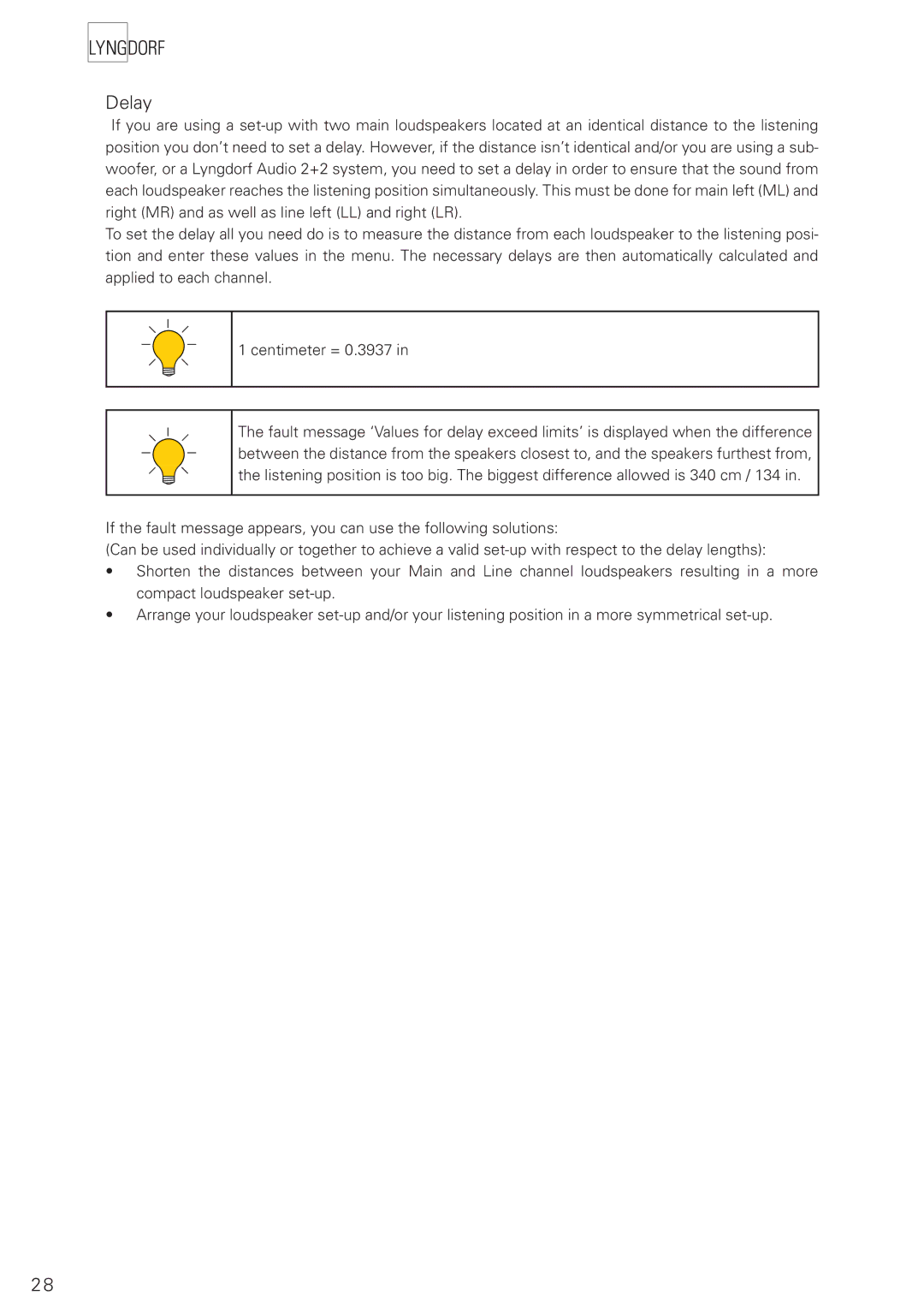 Lyngdorf Audio TDAI 2200 owner manual Delay 