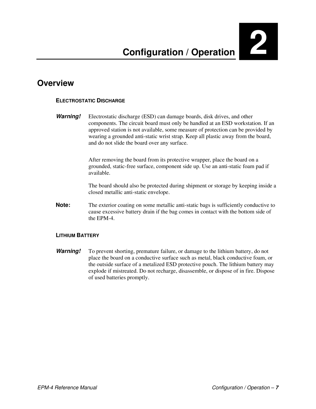 Lynx EPM-4 manual Configuration / Operation, Overview 