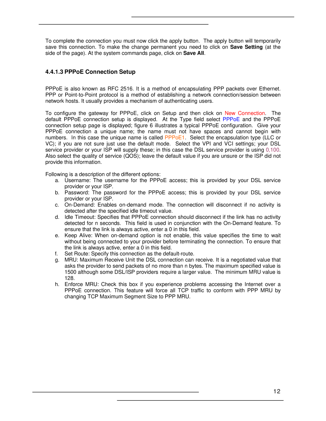 Lynx L-210 manual PPPoE Connection Setup 