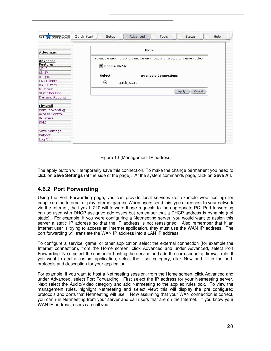 Lynx L-210 manual Port Forwarding 