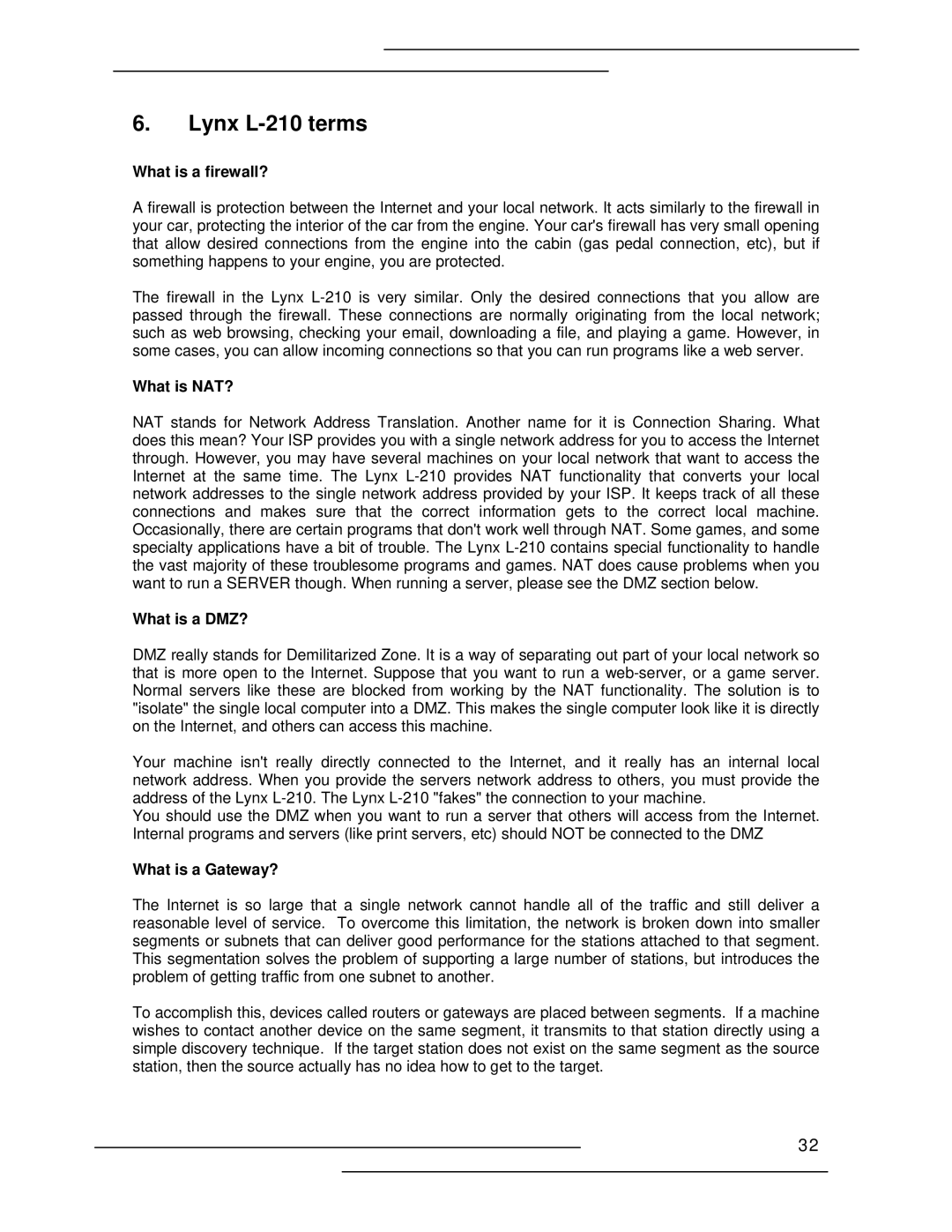 Lynx manual Lynx L-210 terms, What is a firewall? 