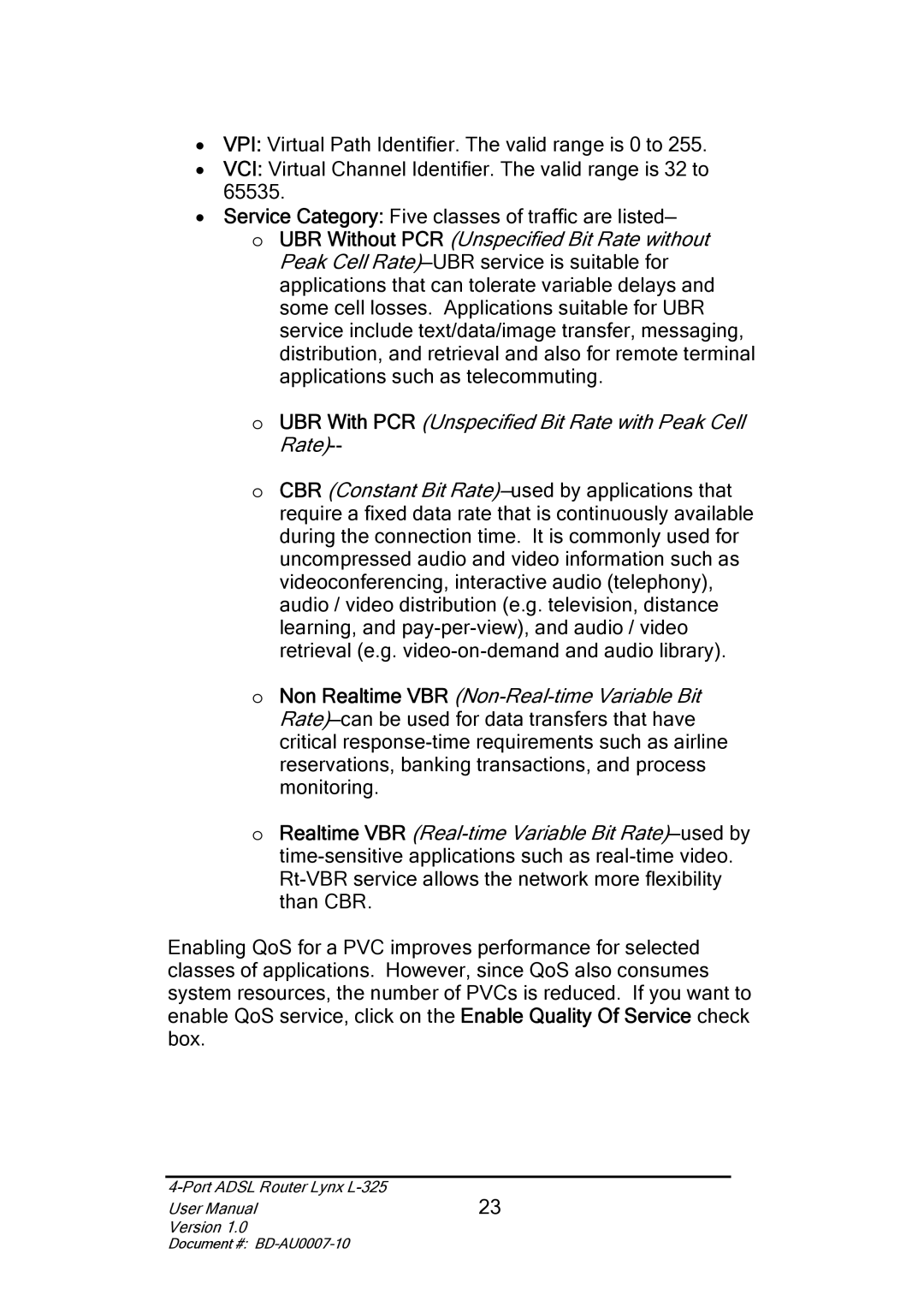 Lynx user manual Port Adsl Router Lynx L-325 Version 