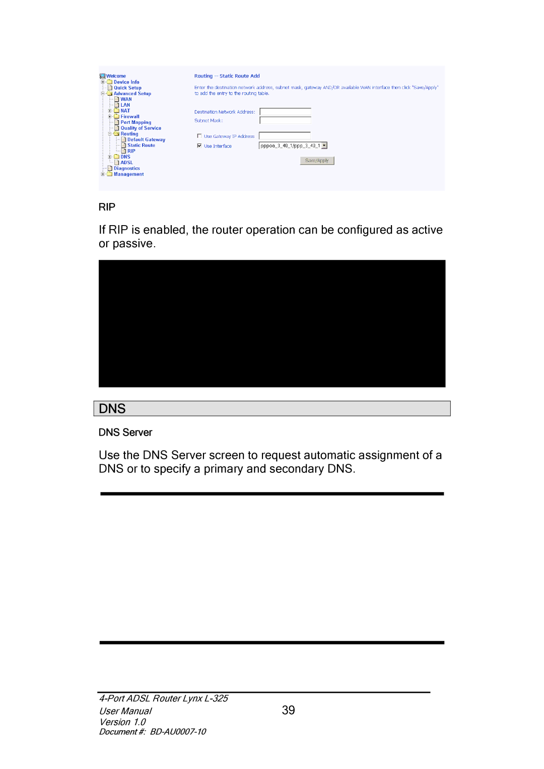 Lynx L-325 user manual Dns 