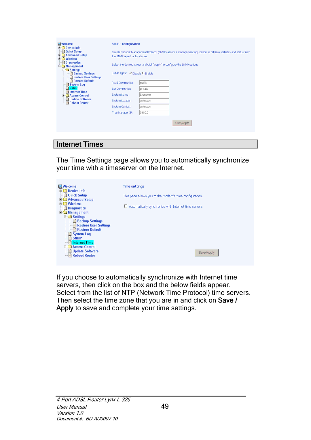 Lynx L-325 user manual Internet Times 