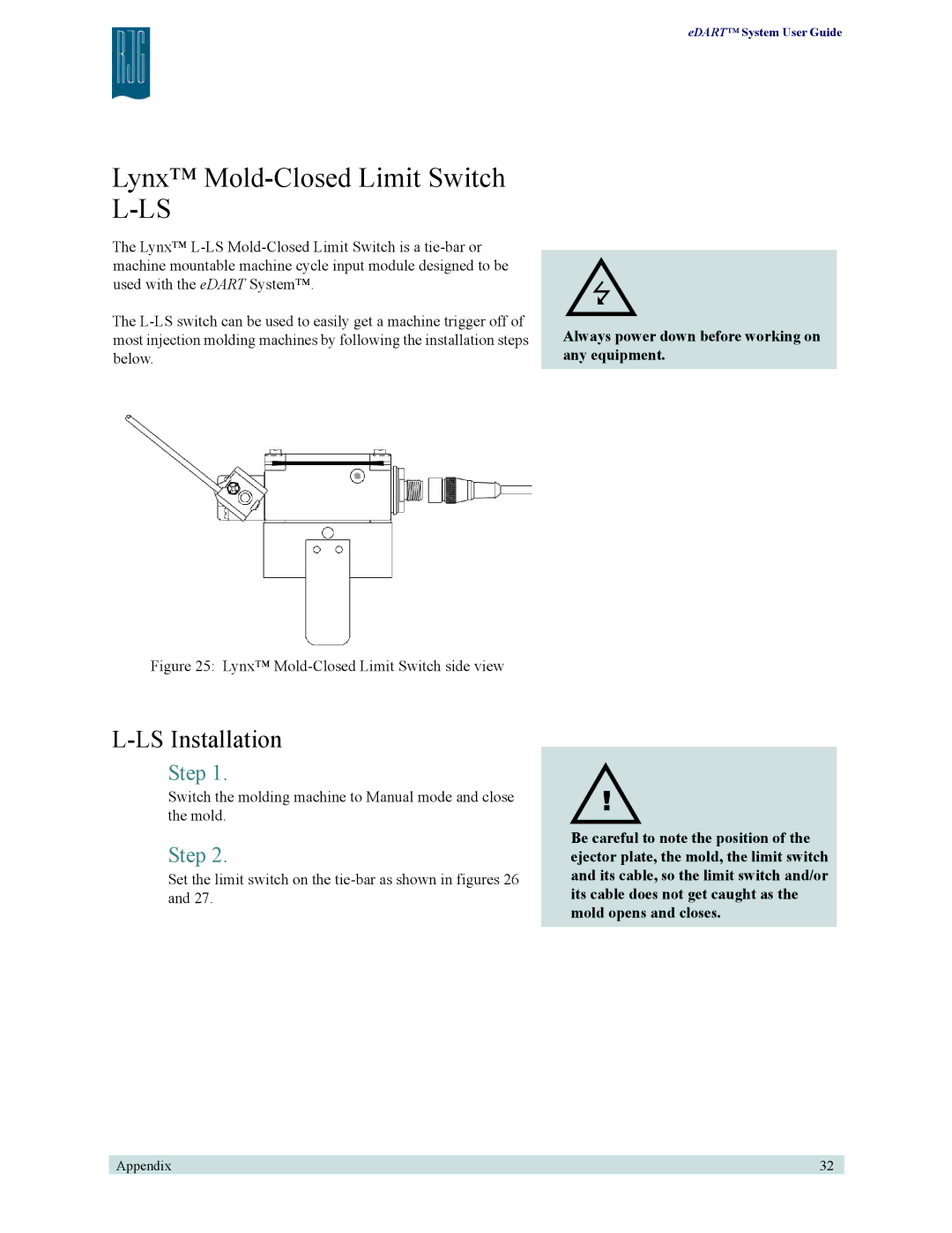 Lynx appendix Lynx Mold-Closed Limit Switch L-LS, LS Installation 