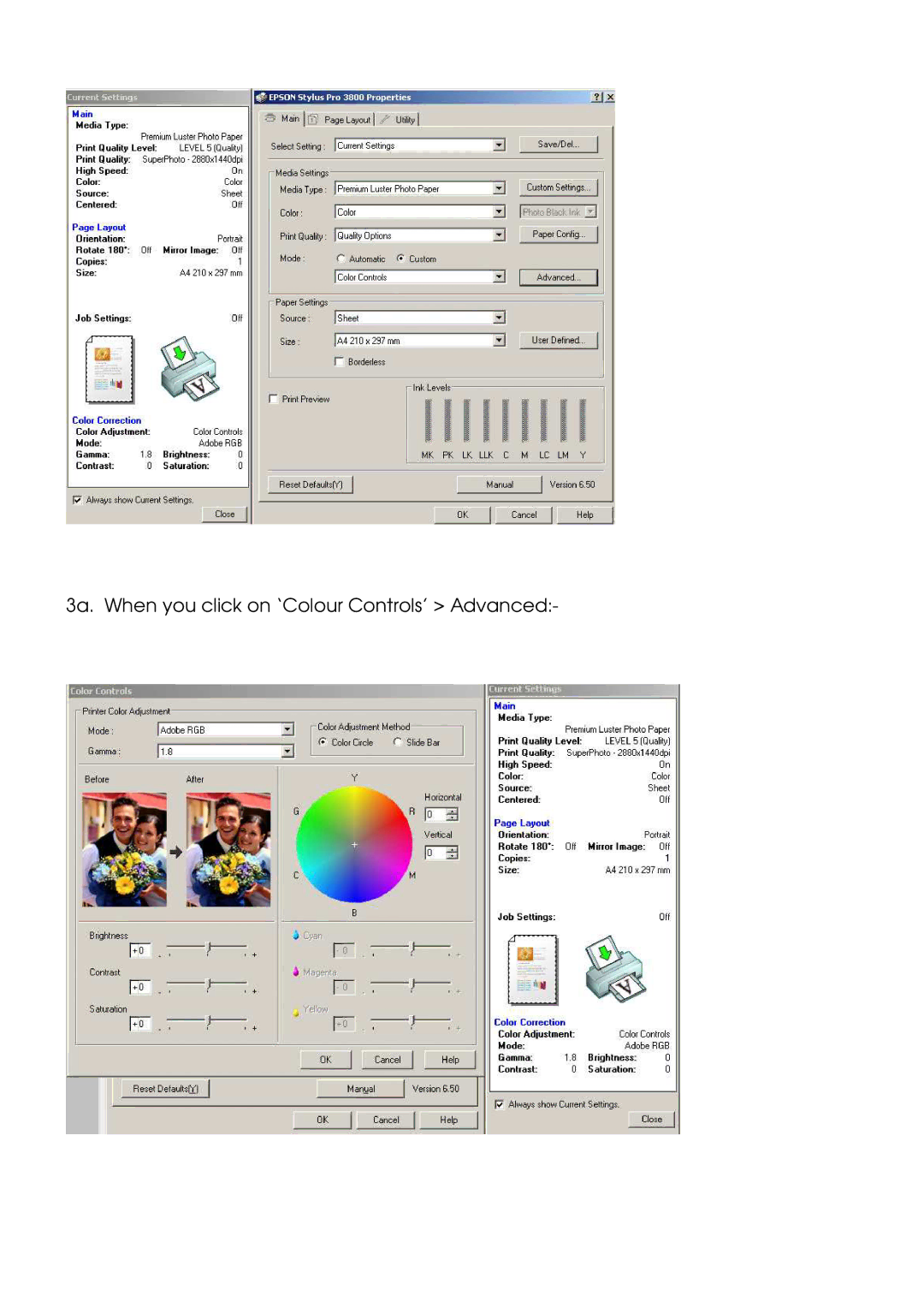 Lyson R-38 manual 3a. When you click on ‘Colour Controls’ Advanced 