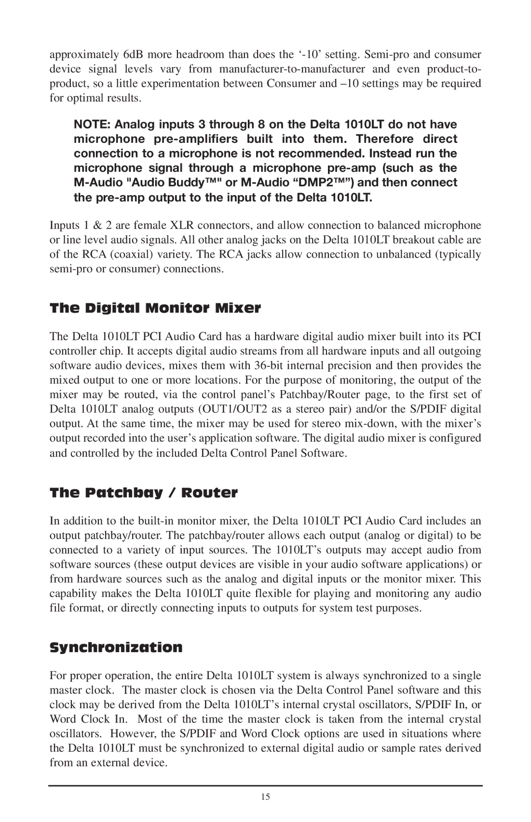 M-Audio 121002, 1010LT quick start Digital Monitor Mixer, Patchbay / Router, Synchronization 