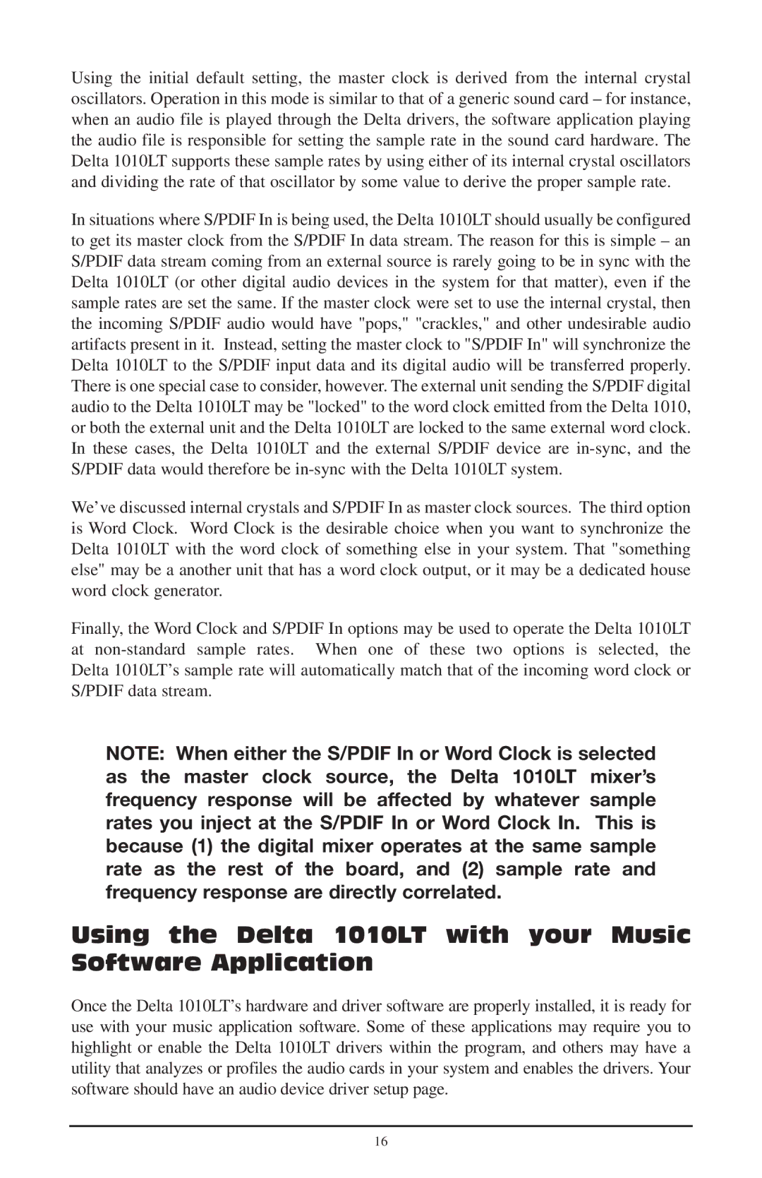 M-Audio 121002 quick start Using the Delta 1010LT with your Music Software Application 