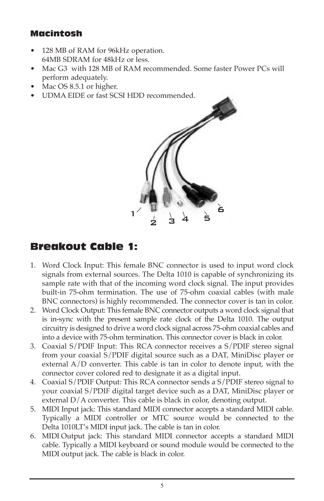 M-Audio 121002, 1010LT quick start Breakout Cable, Macintosh 