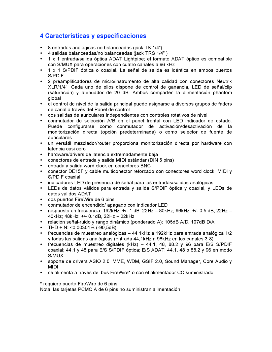 M-Audio 1814 manual Características y especificaciones, Pdif 