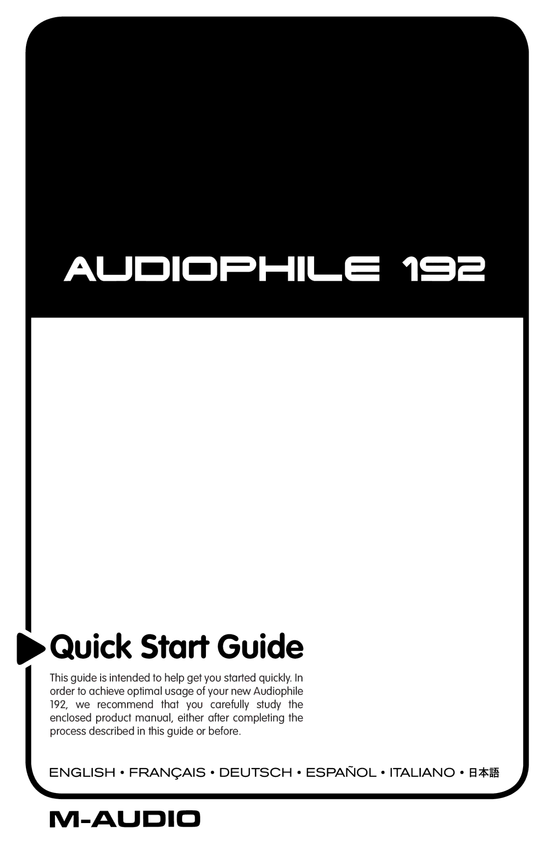 M-Audio 192 quick start Quick Start Guide 