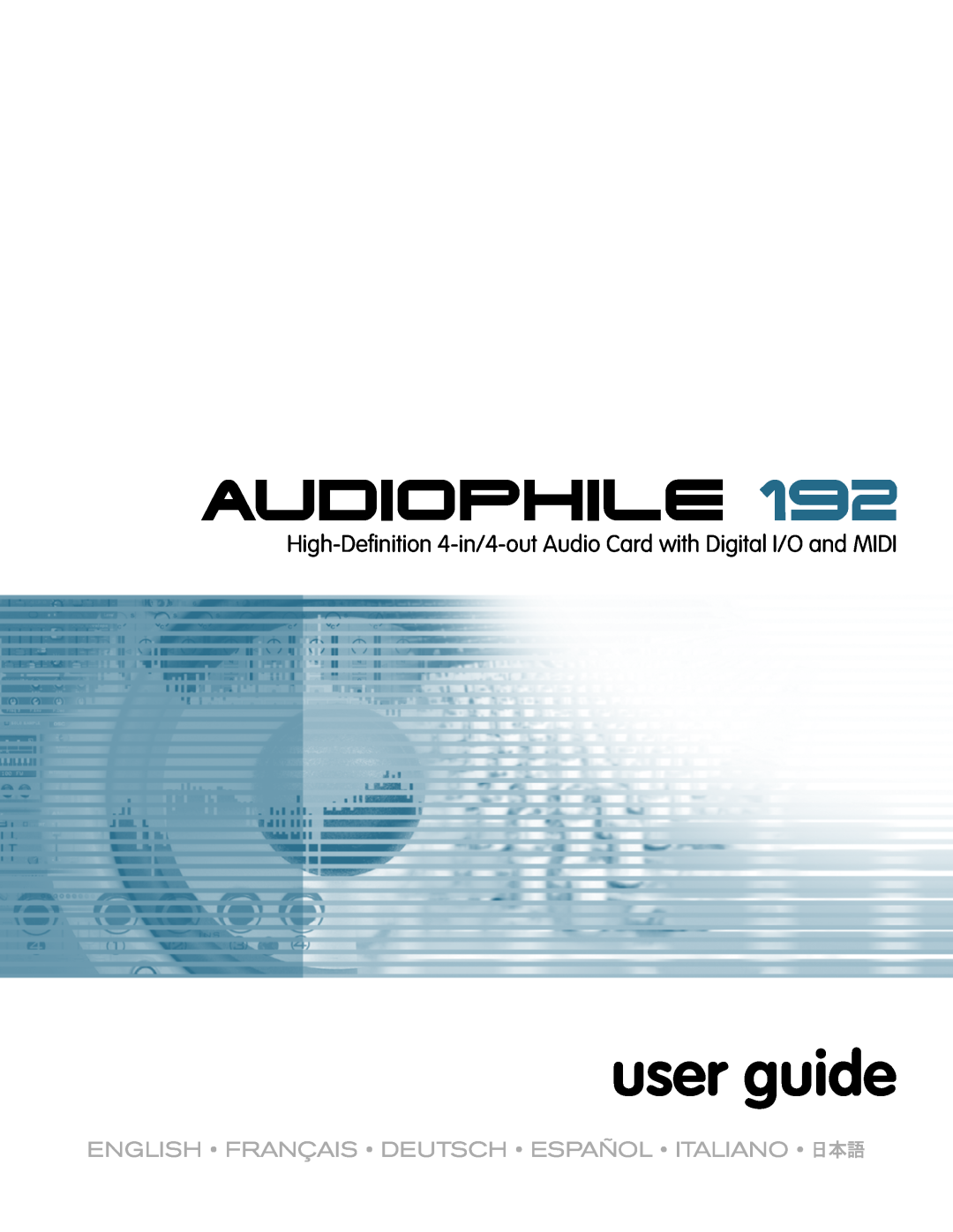 M-Audio 192 manual user guide, High-Deﬁnition 4-in/4-out Audio Card with Digital I/O and MIDI 