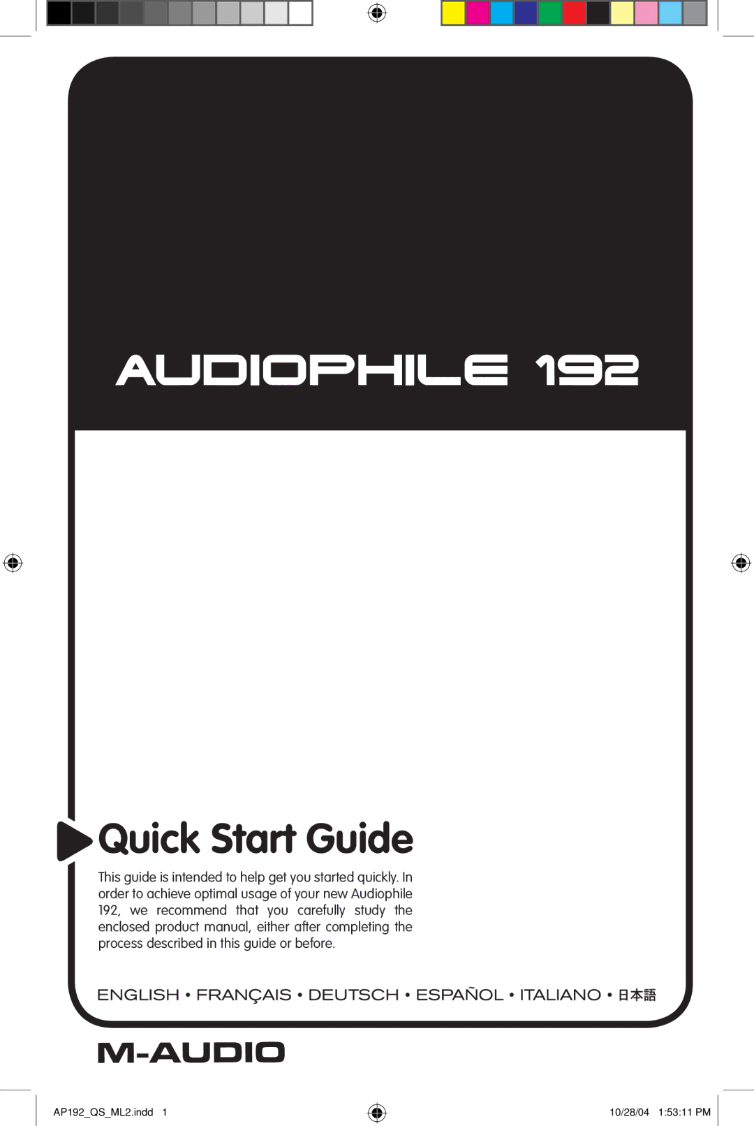 M-Audio 192s quick start Quick Start Guide 