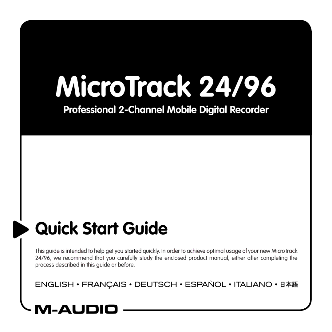 M-Audio quick start MicroTrack 24/96 