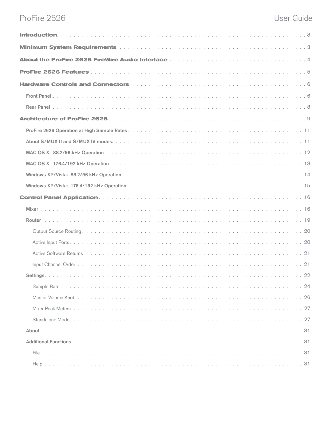 M-Audio 2626 manual ProFire User Guide 