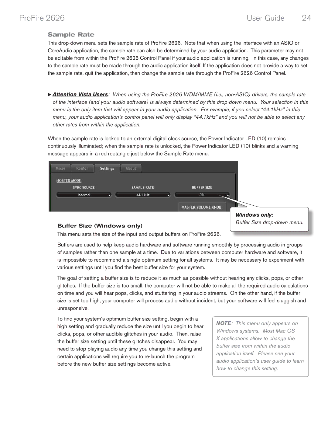 M-Audio 2626 manual Sample Rate 