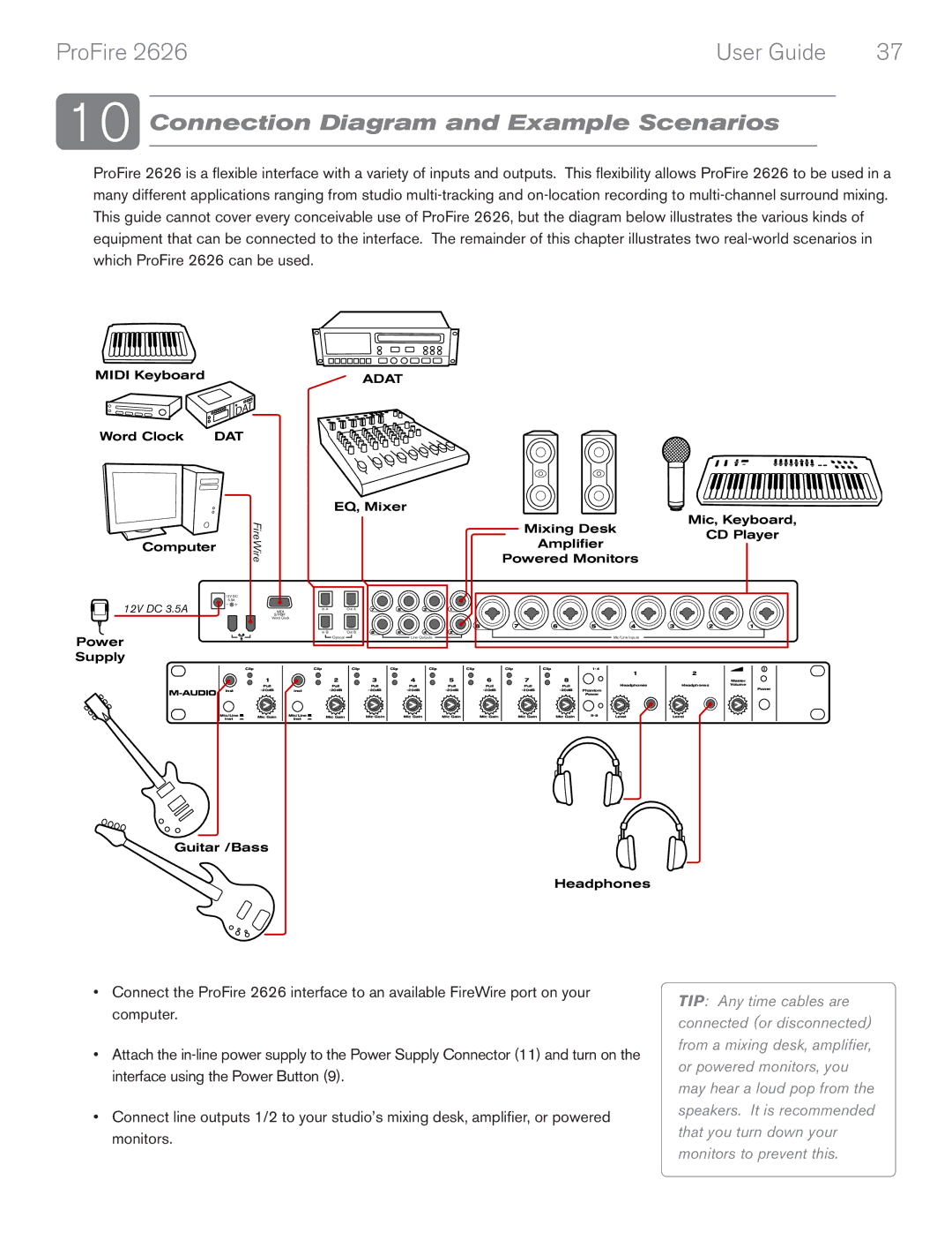 M-Audio 2626 manual Connection Diagram and Example Scenarios, Adat 