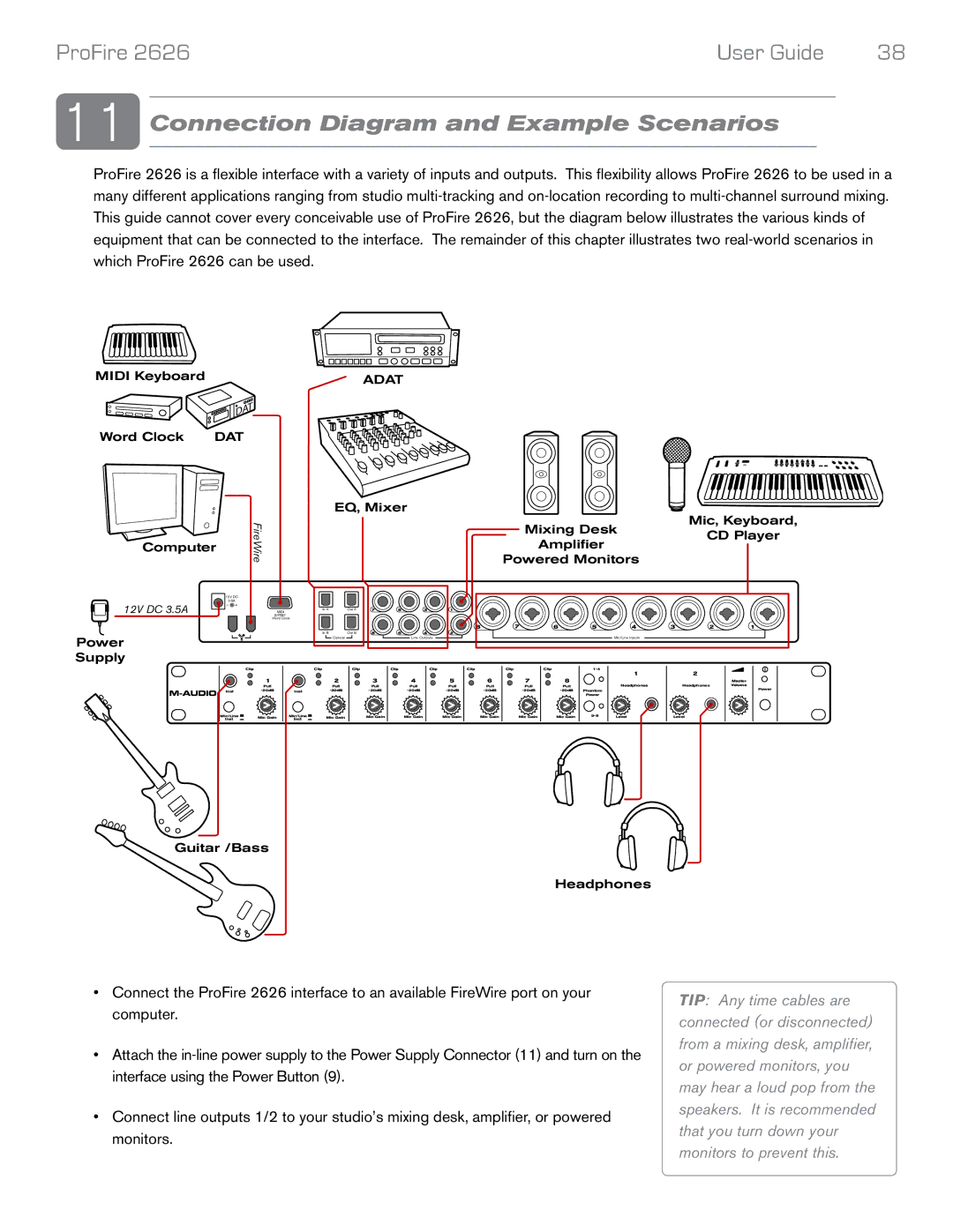 M-Audio 2626 manual Connection Diagram and Example Scenarios, 0OWERW 3UPPLY 