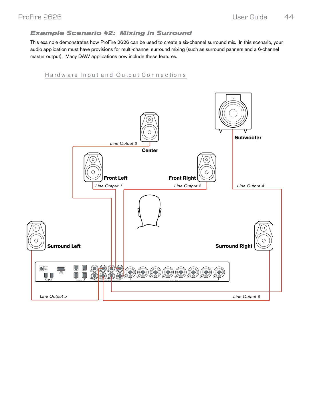 M-Audio 2626 manual Example Scenario #2 Mixing in Surround, Ront ,EFT 