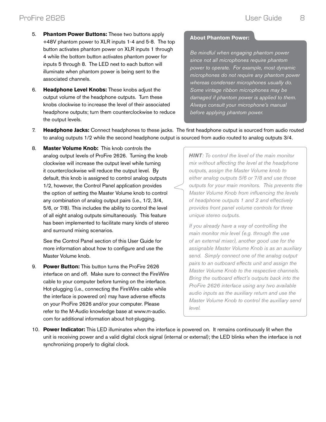 M-Audio 2626 manual About Phantom Power 