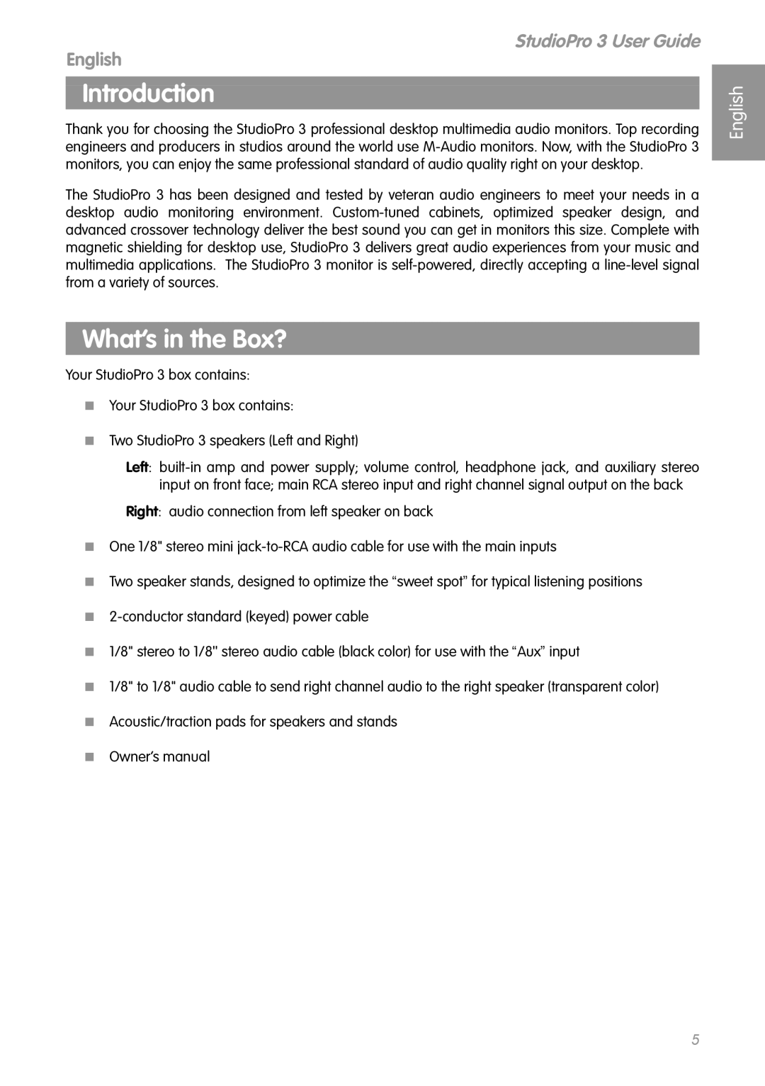 M-Audio 3 manual Introduction, What’s in the Box? 